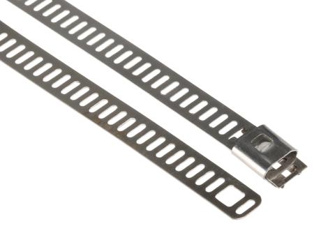 121-618 RS PRO Cable Tie, Ladder, 225mm x 7 mm, Metallic 316 Stainless Steel, Pk-100