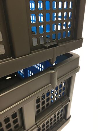 259-5116 RS PRO Black, Blue Plastic Folding Crate, 260mm x 400mm x 560mm