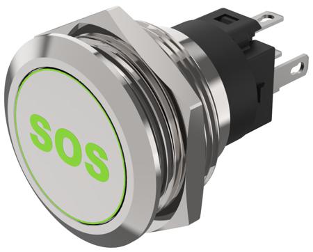 82-6151.1AA4.B015 EAO 82 Series Illuminated Illuminated Push Button Switch, Momentary, Panel Mount, 22.3mm Cutout, SPDT, Red/Green LED,