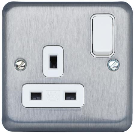 K2958BRC MK Electric Albay Plus 1 Gang Plug Socket, 13A, Type G - British