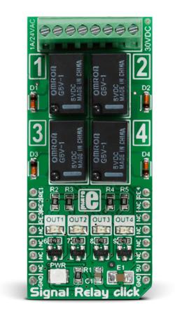 MIKROE-2154 MikroElektronika Signal Relay Click Relay Click for GV5-1 for Heaters, Alarm Units, Lamps, Home Automation Devices