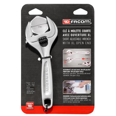 113AS.8CPB Facom Adjustable Spanner, 200 mm Overall, 40mm Jaw Capacity, Metal Handle