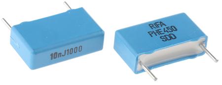 PHE450PB5100JR06 KEMET PHE450 Metallised Polypropylene Film Capacitor, 1 kV dc, 600 V ac, ±5%, 10nF, Through Hole