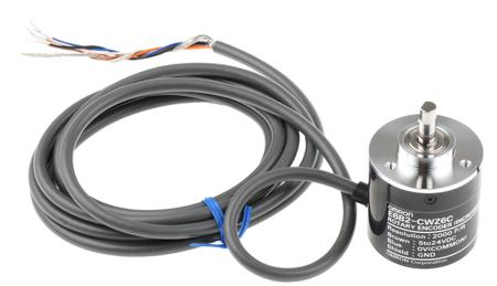 E6B2-CWZ6C-2000P-R-2M Omron E6B2 Series Incremental Incremental Encoder, 2000 ppr, NPN Open Collector Signal, Solid Type, 6mm Shaft