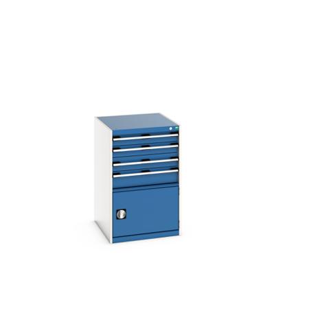 40027023-11V Bott 1 Door, 4 Drawer Sheet Steel Floor Standing Cabinet, 650 X 750 X 1000mm