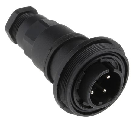 PX0749/P Bulgin Circular Connector, 4 Contacts, In-Line, Standard Connector, Plug, Male, IP68, IP69K, Standard Buccaneer Series