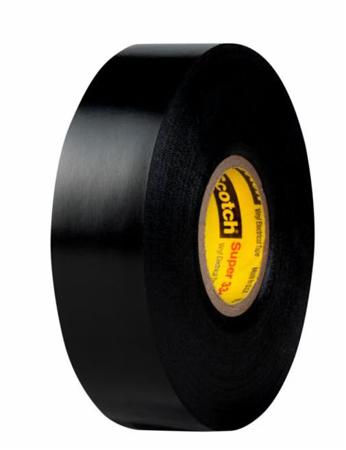7000043003 3M Scotch Vinyl Electrical Tape Super Black PVC Electrical Insulation Tape, 25.4mm x 33m