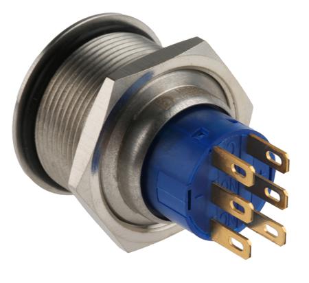 175-9244 2NO/2NC Lock Push Button Switch, IP67, 22.2 Dia.mm, Panel Mount, 250V ac