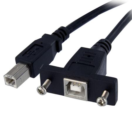 USBPNLBFBM3 StarTech.com USB 2.0, Male USB B to Female USB B, 480Mbps, 900mm