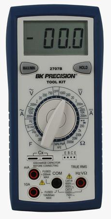 BK2707B BK Precision  Handheld Digital Multimeter, True RMS, 10A ac Max, 10A dc Max, 750V ac Max - UKAS Calibrated