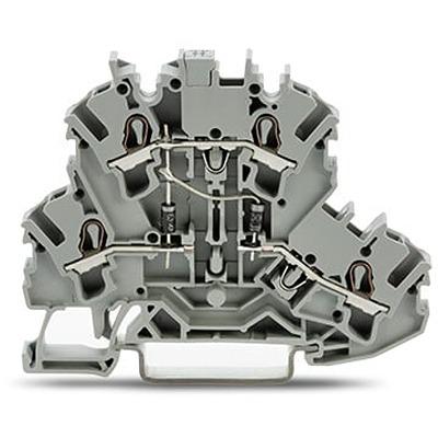 2002-2214-1000-490 Wago 2002-2214/1000-490, Grey Double Level Terminal Block, 14AWG, Push In Termination