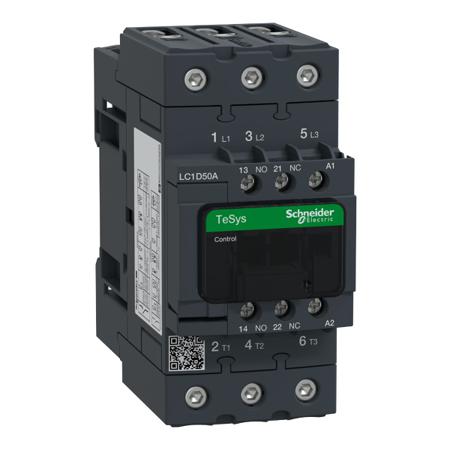 LC1D50AQ7 Schneider Electric TeSys D LC1D Contactor, 380 V Coil, 3-Pole, 50 A, 33 kW, 1 NO + 1 NC