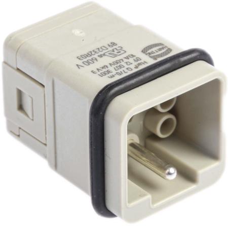 09120073001 HARTING Heavy Duty Power Connector Insert, 10A, Male, Han Q Series, 7 Contacts