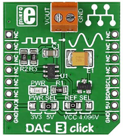 MIKROE-2038 MikroElektronika  DAC 3 Click Add On Board Signal Conversion Development Kit