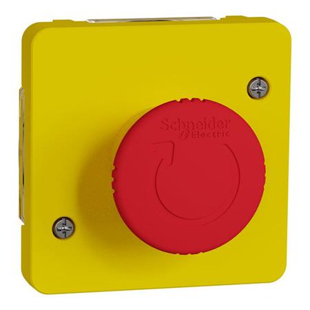 MUR35053 Schneider Electric Mureva Styl Series Rotary Emergency Stop Push Button, Surface Mount, IP55