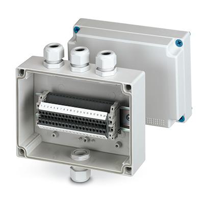 3002004 Phoenix Contact E AB A Series Grey ABS Junction Box, 20 Terminals, 180 x 130 x 100mm
