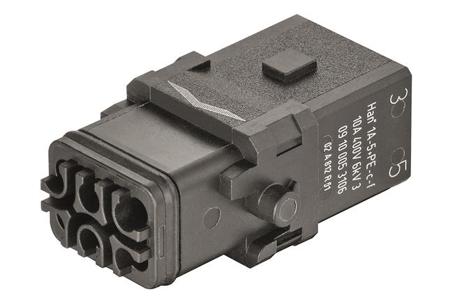 09100053106 HARTING Heavy Duty Power Connector Insert, 10A, Female, Han 1A Series, 5 Contacts