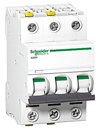 A9F53310 Schneider Electric Acti 9 iC60H MCB Mini Circuit Breaker 3P, 10 A, 10 KA, Curve B