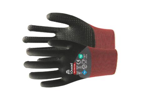 BOAFLEXP3-408 GUYARD BOA FLEX P 3/4 Black, Grey Nitrile, Nylon, Spandex Work Glove, Size 8, Nitrile Micro-Foam Coating