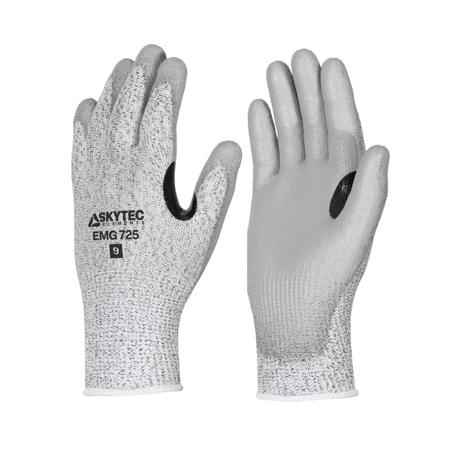 EMG00725FF Skytec Elements EMG 725 Black, Grey 13 Gauge HPPE, Nylon Cut Resistant Work Gloves, Size 8, M, Polyurethane Coating