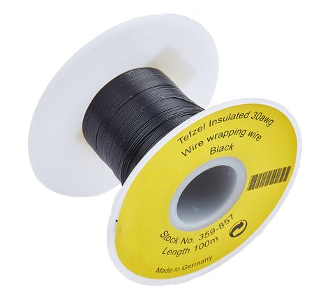 359-857 RS Pro Black, 100m ETFE Equipment Wire, 0.05 mm² CSA , 375 V 30 AWG