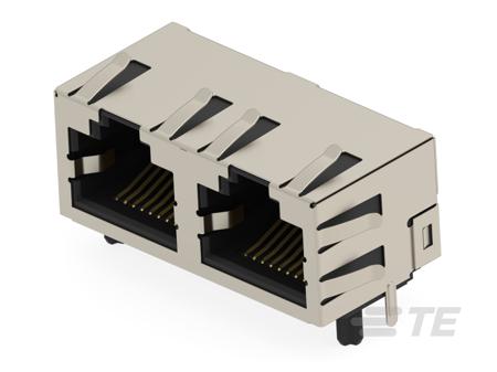 2501552-1 TE Connectivity 25015 Series Female Ethernet Connector, Through Hole, Cat5 Right Angle 2 Port 8 -Way