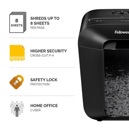4401501 Fellowes Powershred LX45 17L Cross Cut Shredder Moderate Use In Small And Home Office Environments