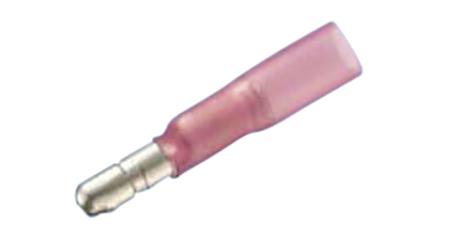 RND-465-00584 RND, RND 465 Yes, Red Crimp Bullet Connector, 22AWG to 16AWG, 1.9mm Bullet diameter Plug