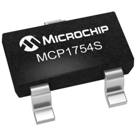 MCP1754ST-3302E-CB Microchip MCP1754ST-3302E/CB Linear Voltage Regulator, 150mA, 3.3 V, 2% 3-Pin, SOT-23A