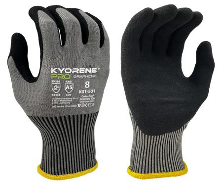 K01-501-taille-10 KYORENE K01-501 Black, Grey Graphene, Nylon Cut Resistant Gloves, Size 10, Nitrile Micro-Foam Coating
