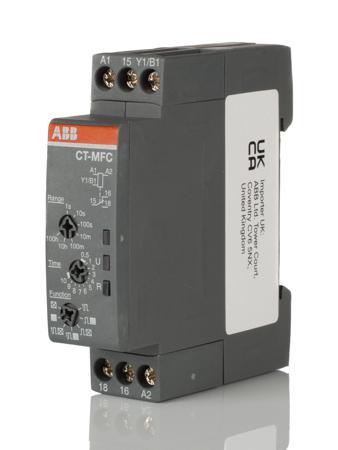 1SVR508020R0000  CT-MFC.12 ABB CT-C Series DIN Rail, Snap-On Timer Relay, 24 → 240V ac, 1-Contact, 0.05 s - 100h, SPDT