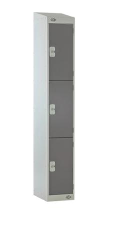 213-322 RS PRO 3 Door No Steel Dark Grey Locker, 1800 mm x 300 mm x 450mm