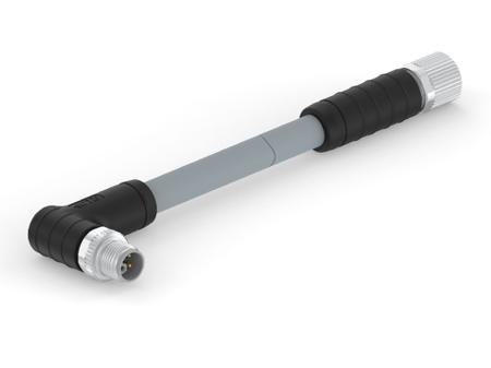 T4162AB9L25-005 TE Connectivity M12 L-Code Right Angle Male M12 to Straight Female M12 Sensor Actuator Cable, Nylon, 5m