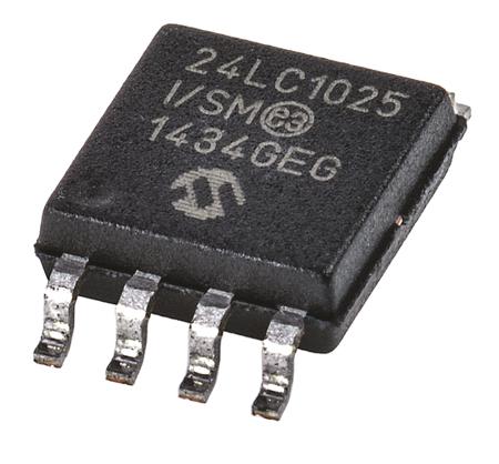 24LC1025-I-SM Microchip 24LC1025-I/SM Serial EEPROM Memory, 1Mbit, 900ns, 2.5 → 5.5 V 8-Pin SOIJ