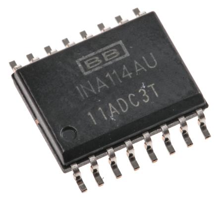 INA114AU  Texas Instruments, Instrumentation Amplifier, 125μV Offset 1MHz, 16-Pin SOL