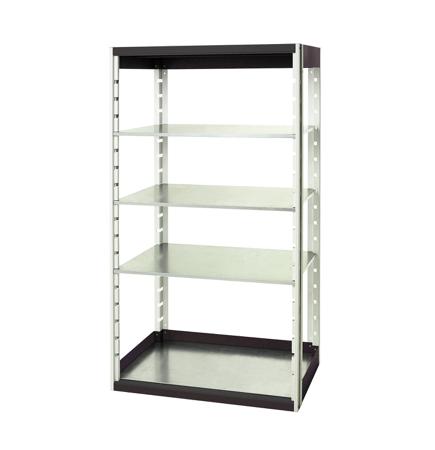 46001008-16V Bott Light Grey 4 Shelf Sheet Steel Storage Rack System Shelving System Upright Frames, 2000mm x 1050mm, 650mm