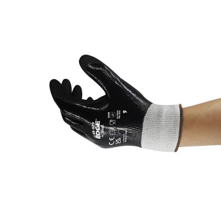 48929100 Ansell Edge 48-929 Black Glass Fibre, Polyethylene Abrasion Resistant, Cut Resistant Work Gloves, Size 10, Nitrile