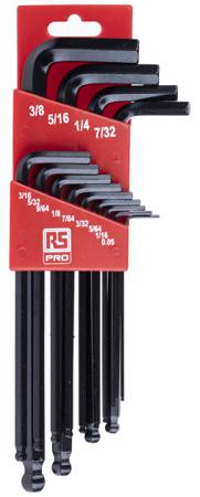 151-1507 RS Pro Hexagon Shape Long Arm Hex Key Set 13 pieces Chrome Vanadium Steel, Plastic