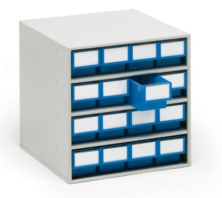 1640-6 Treston 16 Drawer Storage Unit, Plastic, 395mm x 400mm x 400mm, Blue