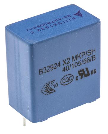 B32924C3475M000 EPCOS 4.7μF Polypropylene Capacitor PP 305V ac ±20% Tolerance Through Hole B32924C Series