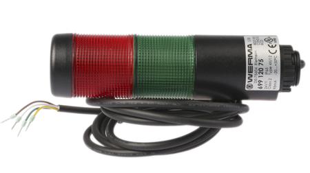 699-120-75 Werma Kompakt 37 LED Beacon Tower With Buzzer, 2 Light Elements, 24 V ac/dc