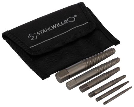96710101 STAHLWILLE , 6-Piece Chrome Vandium Steel Screw Extractor Set
