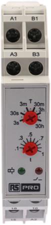 896-6829 RS PRO DIN Rail Mount Timer Relay, 24V ac, 1-Contact, 0.3 s → 30h, 1-Function, SPDT