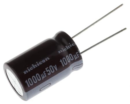 UPW1H102MHD Nichicon 1000μF Aluminium Electrolytic Capacitor 50V dc, Radial, Through Hole -