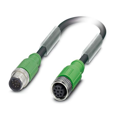 1522998 Phoenix Contact Male 8 way M12 to Female 8 way M12 Sensor Actuator Cable, 3 m