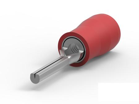 165168 TE Connectivity, PIDG Insulated, Tin Crimp Pin Connector, 22AWG to 16AWG, 1.8mm Pin Diameter, 9.9mm Pin Length, Red