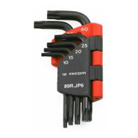89R.JP6PF Facom 6-Piece Torx Key, T10 - T15 - T20 - T25 - T30 - T40 Size, L Shape, Short Arm