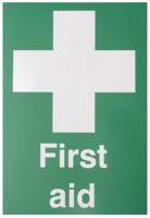 RS PRO Vinyl Polyester Green, White First Aid Sign, H297mm W210mm