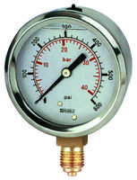 RS PRO BSP 1/4 Analogue Pressure Gauge 15psi Bottom Entry 63mm Outside Diameter