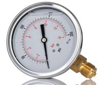 RS PRO BSP 1/2in Analogue Pressure Gauge 200psi Bottom Entry 100mm Outside Diameter